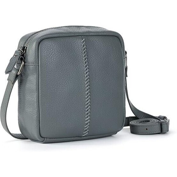 The Sak Maisie Square Leather Crossbody Bag, Adjustable Strap, Dusty Blue, NEW - Picture 3 of 6